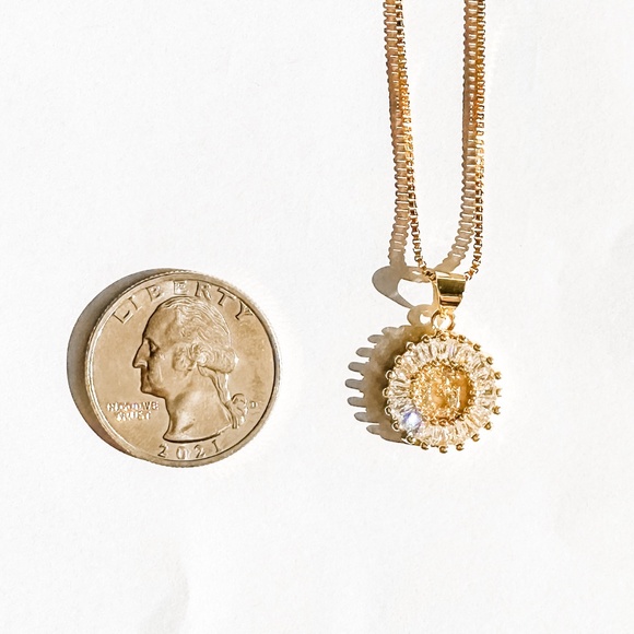 NWT Mini Radiant Initial Necklaces Gold plated with Crystals - Picture 5 of 5